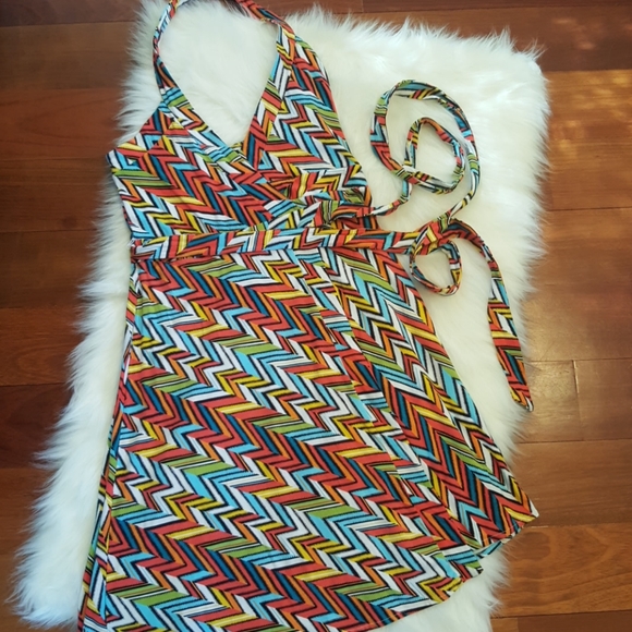 Gap Halter wrap dress in zigzag print - Picture 2 of 8